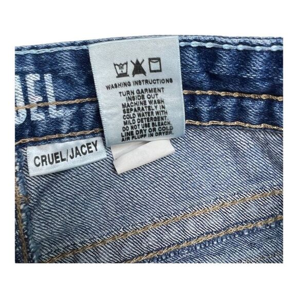 Cruel Jeans Junior 3L Tall Blue Denim Wash Straight Leg Distressed Jeans Jacey - Picture 7 of 8